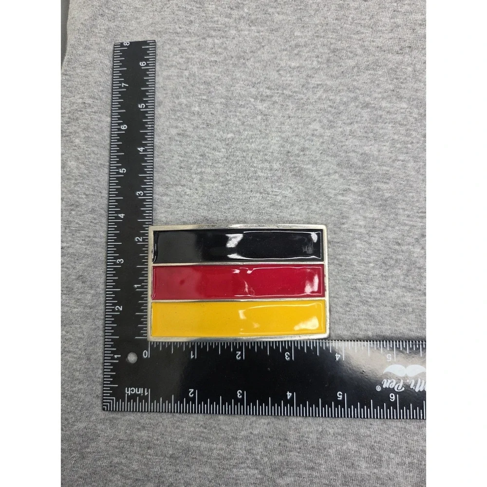 Large Vintage Oversized German Flag Enamel Belt Buckle Germany Soccer Souvenir